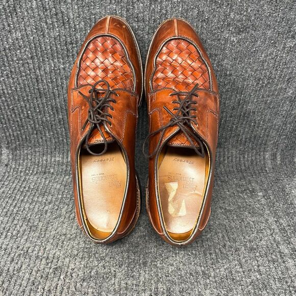 Allen Edmonds Hersey Woven Split Toe Brown Leather Oxfords Dress Shoes Mens 8.5D - Picture 7 of 9